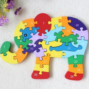 儿童益智木质拼图玩具积木26英文字母数字双面认知宝宝动物拼抓板