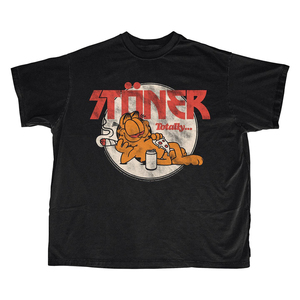 欧美stoner新款动漫 加菲猫garfield复古着重磅宽松潮流摇滚短t恤