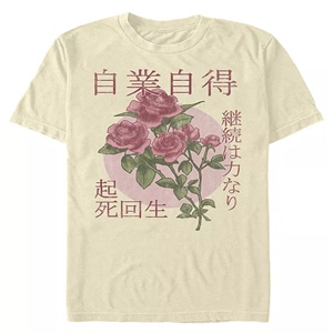 鲜艳的红玫瑰 经典复古印花oversize高街夏季男女款宽松短袖t恤