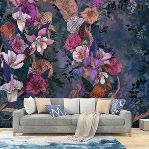 欧式复古手绘玫瑰花卉壁纸客厅电视背景墙纸无缝沙发大型壁画墙布
