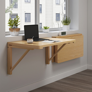 壁挂折叠桌支撑挂墙桌靠墙折叠桌实木壁挂桌电脑桌餐桌书桌墙壁桌
