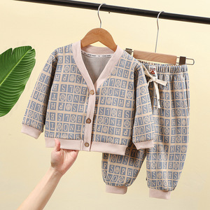 儿童秋季针织外套套装1-3-6岁男童卫裤女宝宝开衫上衣卫衣两件套