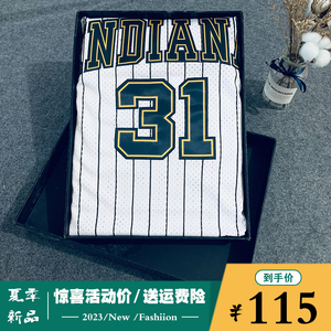 步行者雷吉米勒球衣31号宽松透气刺绣复古篮球服球迷版背心男女