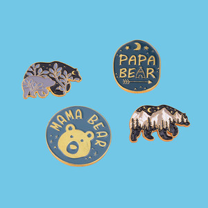 创意北极熊 小熊胸针 bear卡通动物圆形徽章 儿童可爱金属勋章