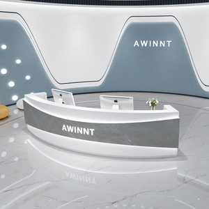 弧形收银台教育培训机构商用前台接待台简约现代美容院吧台桌定做