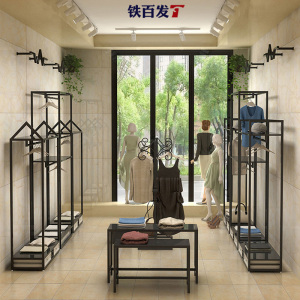 服装店展示架落地式男女装店货架陈列架衣服架子店铺装修设计简约