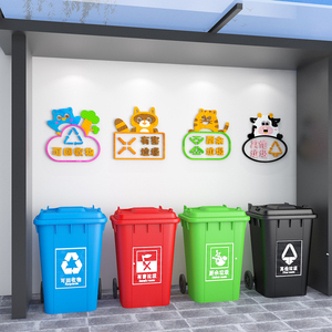 幼儿园垃圾分类标识墙贴纸3d立体环创班级卫生角文化教室布置装饰