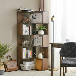 实木转角书柜家用客厅落地收纳架墙角储物架小书柜简易书架置物架