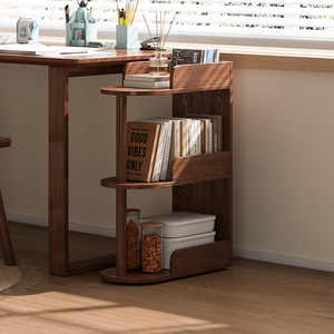 实木书桌旁小书架客厅小型落地式置物架儿童家用创意简约阅读书柜
