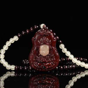 木雕紫檀宝宝佛简约手把件夜光宝宝佛男士转运手把可投影念珠手链