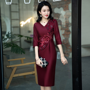 高档喜婆婆婚宴装小个子高端妈妈参加婚礼礼服年轻高贵显瘦气质女