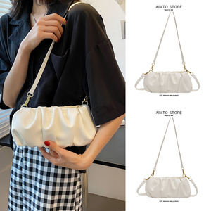 小mk女包质感腋下包小包包女2022新款百搭夏季小众设计褶皱云朵包