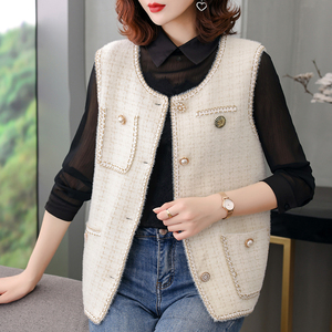 马甲背心妈妈冬装毛呢外套女中老年女装30一35岁女式短款上衣洋气