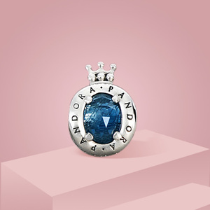 pandora潘多拉官网正品 蓝色闪耀皇冠o 925银串饰798266nmb
