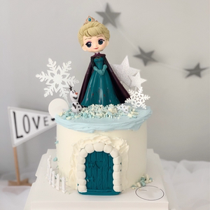 儿童女孩生日蛋糕装饰安娜冰雪艾莎公主女王雪花城堡甜品台插牌