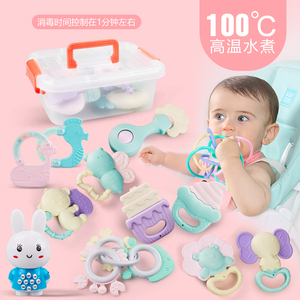 0-1岁婴儿牙胶手摇铃可水煮3-6个月10早教益智抓握8新生宝宝玩具