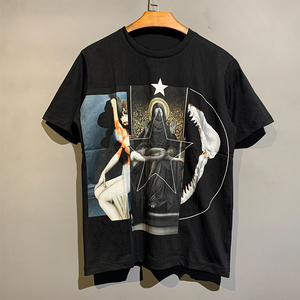 世 纪梵希潮新款欧美潮牌三拼圣母印花短袖宽松t恤潮男女情侣宽松