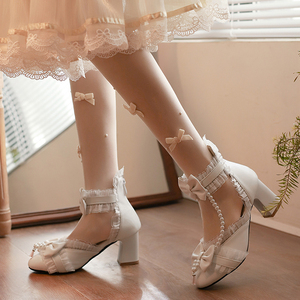 女童鞋子儿童高跟皮鞋小女孩包头Lolita单鞋表演出走秀礼服公主鞋