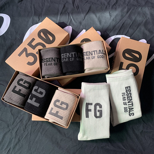 秋冬ess男生袜子侃爷搭配高街ins运动长袜潮牌fog字母设计高筒袜