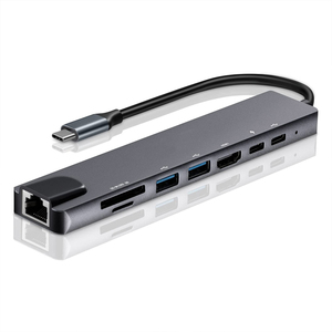 8口合1type-c扩展坞转HDMI百兆网口USB3.0 C HUB数据集线读卡器