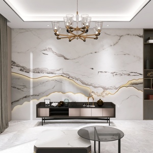 大理石纹理新中式护墙板沙发电视背景扣板墙拼接客厅装饰集成墙板