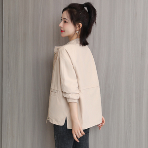 春秋薄外套女短款2022年新款韩版休闲百搭小个子立领二八月外套女