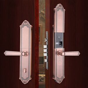 别墅大门锁双开智能门锁双开门密码锁欧式指纹锁复古家用防盗门