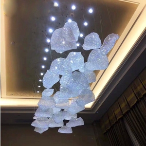 水晶菠萝珠网片网格创意波浪网售楼部异形酒店大堂组合灯飘带吊灯