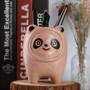 小熊猫创意笔筒儿童可爱ins北欧风实木桌面收纳盒生日礼物送老师