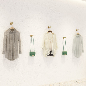 服装店点挂上墙衣帽架女装店墙上衣服展示架正挂架金色铁艺挂衣钩