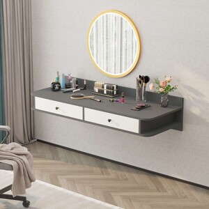 壁挂式梳妆台墙上书桌一体家用化妆桌卧室网红悬空化妆台现代简约