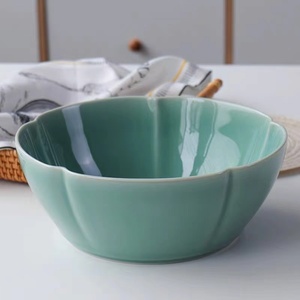 青瓷大号汤碗创意家用陶瓷纯色简约泡面碗汤盆沙拉碗天青釉餐具