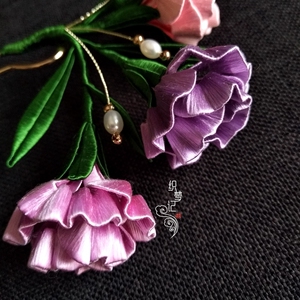 【织梦记】康乃馨发钗缠花材料包    原创古风汉服配饰蚕丝线发簪