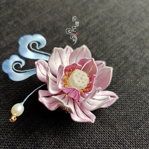 【织梦记】荷花胸针缠花材料包   原创古风汉服配饰蚕丝线手工diy