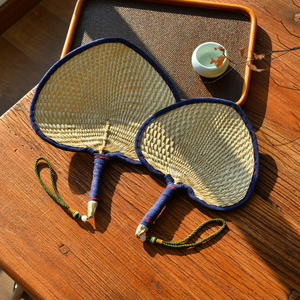 中国风复古棕榈叶纯手工编织棉布包边蒲扇宝宝扇风赶蚊子外出老人