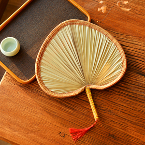 蒲扇纯手工棕榈叶编织海螺形状复古禅意扇子手摇扇茶室摆件怀旧300人