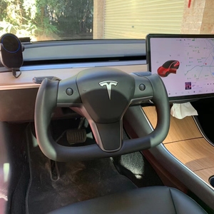 适用于特斯拉毛豆 3 model3 s x  tesla碳纤维运动真皮方向盘改装
