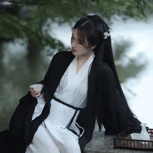 原创汉服女魏晋制南北朝武侠黑色侠客古装中国风交领古风襦裙夏款