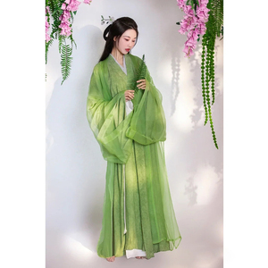 正品原创绿色汉服魏晋制古装交领广袖流仙裙古风仙气飘逸夏季新款