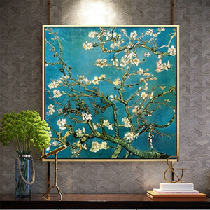 油画手工油画作品客厅玄关卧室挂画美式梵高杏花纯手绘抽象装饰画