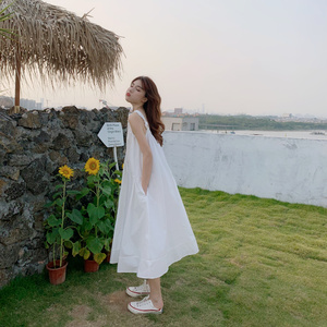 法式白色初恋吊带连衣裙仙女夏小个子高级泰国海边度假沙滩长裙子