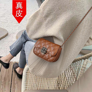 香港代购小包包女2024新款时尚菱格链条包高级质感小众真皮斜挎包
