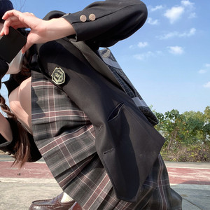 兔缝缝奶兔黑棕jk制服裙正版原创日系校供学生套装不良少女格裙夏