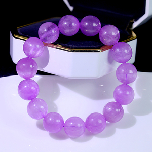 美世来直播间天然水晶巴西老料收藏级紫锂辉圆珠手链女猫眼紫色手