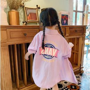 巴拉巴柆女童衬衫防晒衣2024夏季新款韩版洋气儿童薄外套轻薄款长