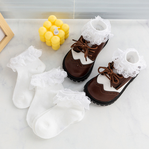 宝宝袜子夏季薄款花边袜小学生舞蹈袜白色蕾丝花边儿童袜网眼透气