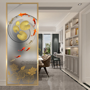 定制现代简约艺术玻璃屏风家用隔断墙小户型客厅磨砂透光入户玄关