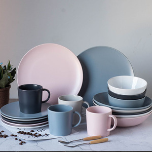 微瑕纯色陶瓷个性家用餐具套装菜盘西餐盘创意北欧简约网红餐具