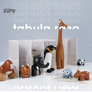 TR | 台湾Zuny动物造型可爱皮质书挡摆件礼物狮子河马大象长颈鹿