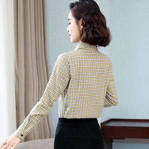 千葵女装贵姿尚静品牌艺燕梦拉勾勾正品格子纯棉衬衫女长袖2020秋